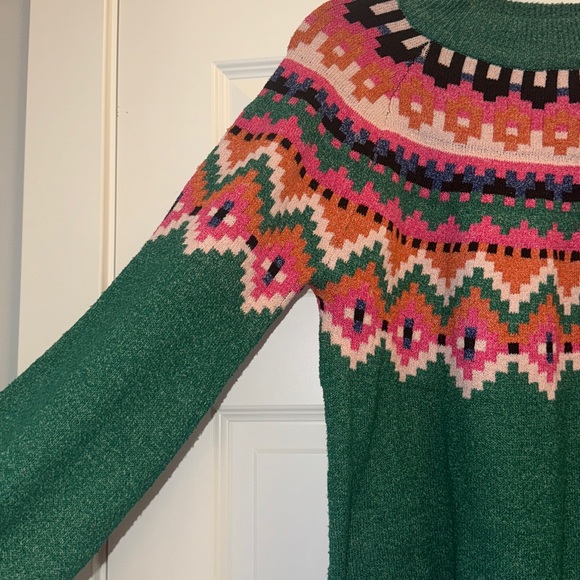 Maurice’s Green Fair Isle Mock Neck Sweater M - Picture 3 of 5